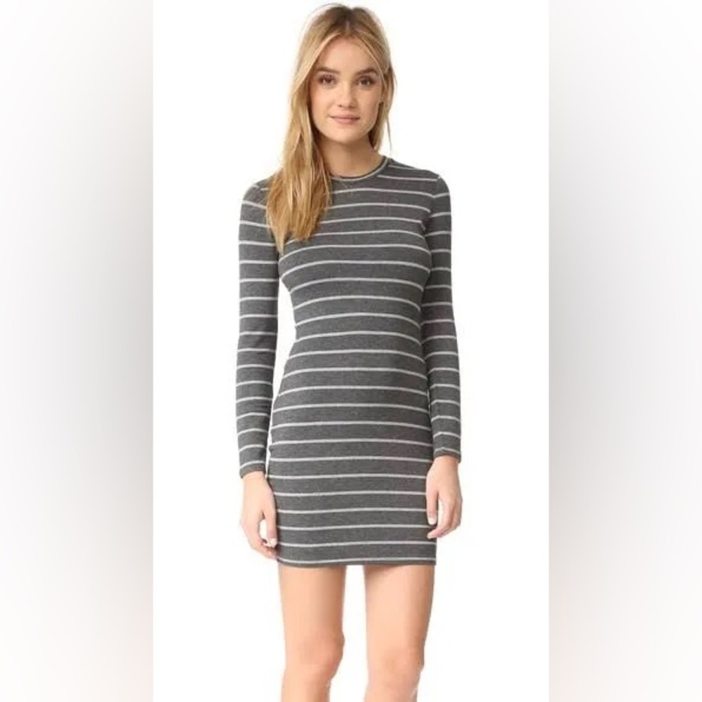 Cupcakes and Cashmere Heather Grey Malbec Striped Fitted Dress Size XS